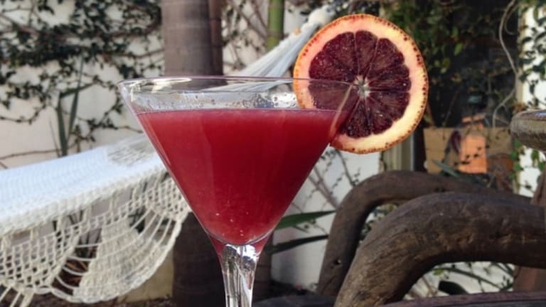 Valentine's Cocktail with Bourbon and Blood Orange