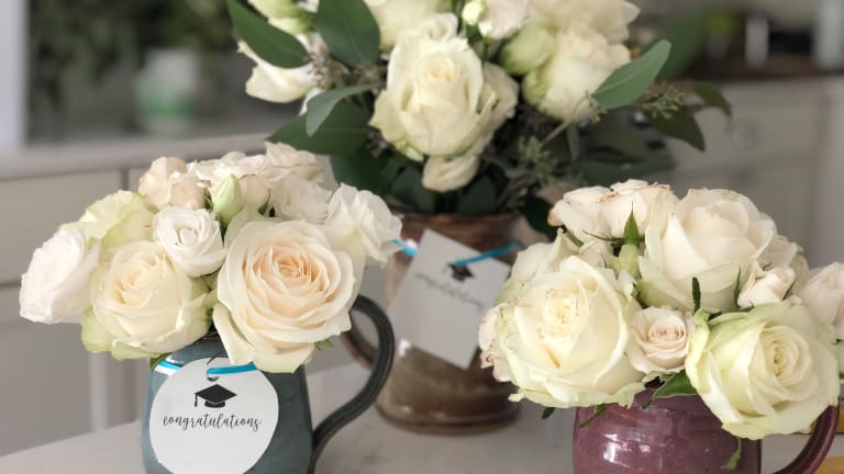 DIY Flower Arrangement Mugs for Graduation