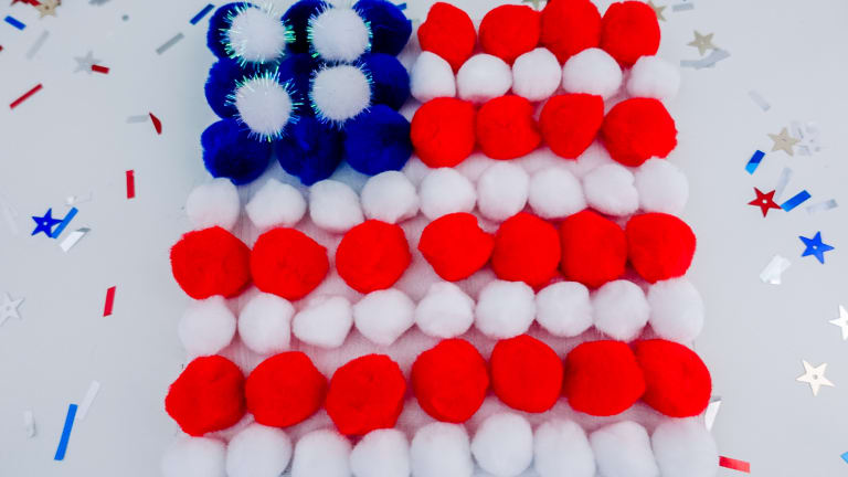 Kids Pom Pom Flag Craft Project