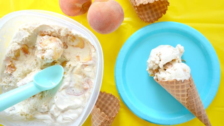 No-Churn Brown Sugar Peach Ice Cream