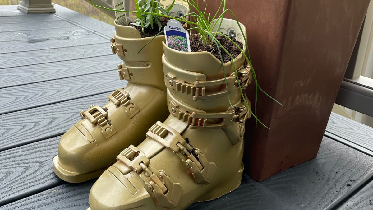 Recycle Your Old Ski Boots into Garden Planters MomTrends