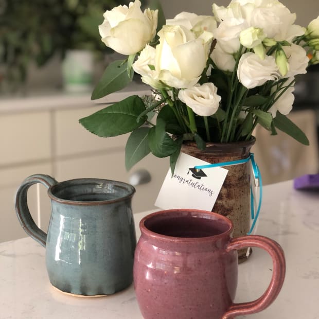 DIY Flower Arrangement Mugs for Graduation