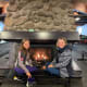 Huge fireplaces are great for warming feet.
