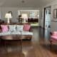 Pretty pink and island prints throughout the property