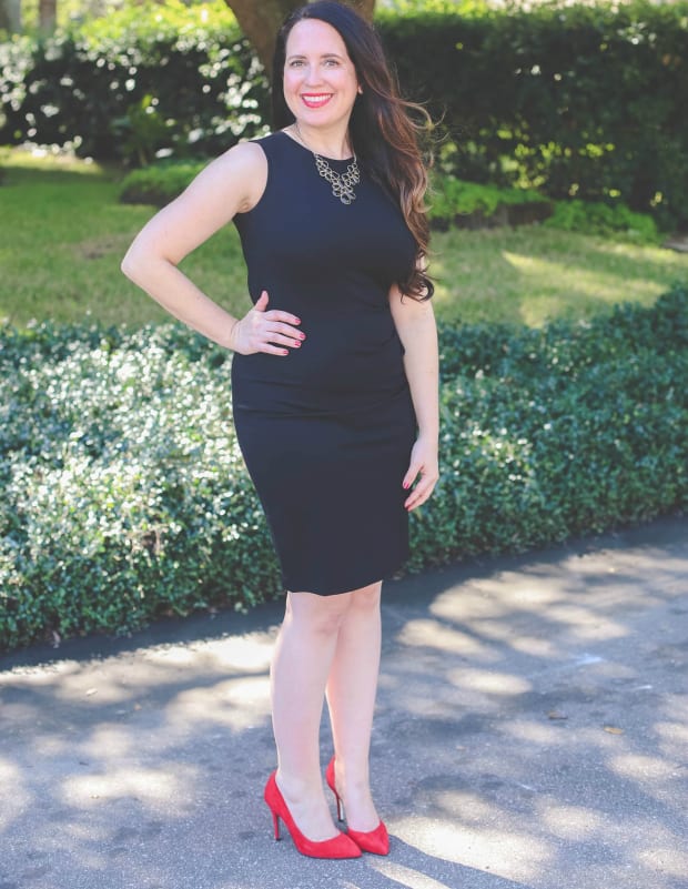 red heels with black dress