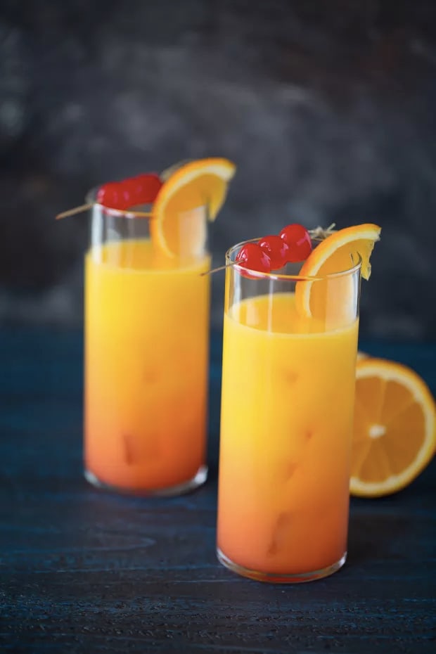Tequila Sunrise = Tequila + OJ + Grenadine