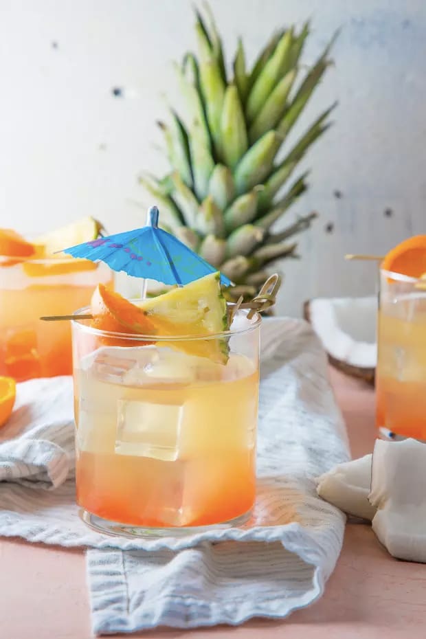 Tropical Cooler = Coconut rum + Coconut water + Pineapple juice + Grenadine