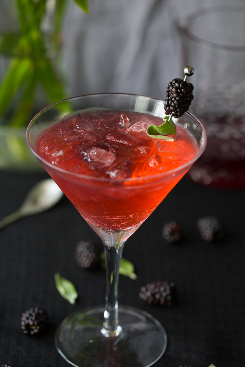 A delicious blackberry and sage gin and tonic
