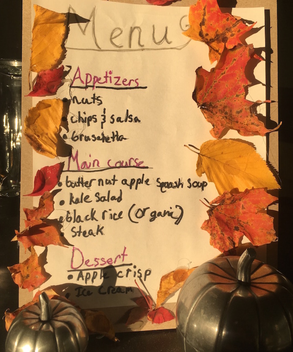 fall menu by kids
