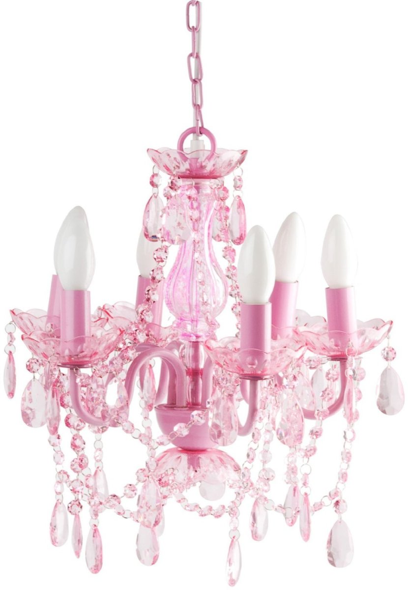 Gypsy Small Pink 6 Arm Chandelier with Plug