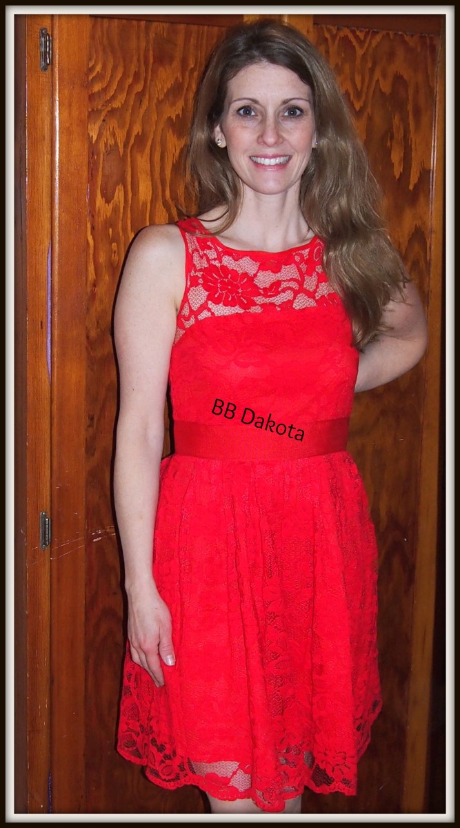 red dress, lendperk, bb dakota dress, fit and flare