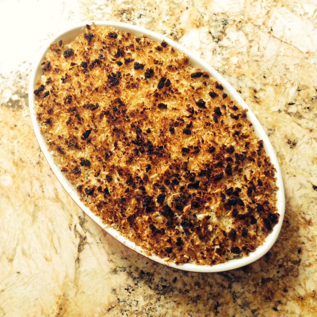 Layered Mashed Potato & Mushroom Casserole with Black Truffle Drizzle