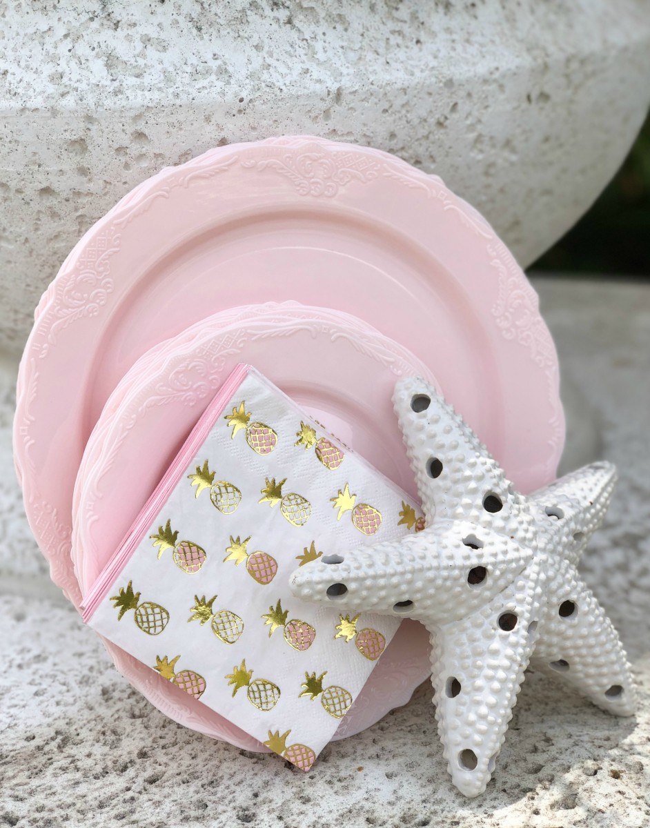 pale pink baby shower paper goods