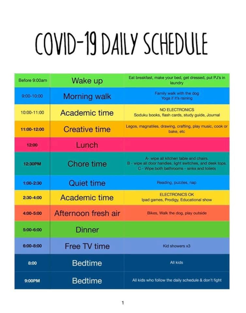 Image result for daily schedule for school closure