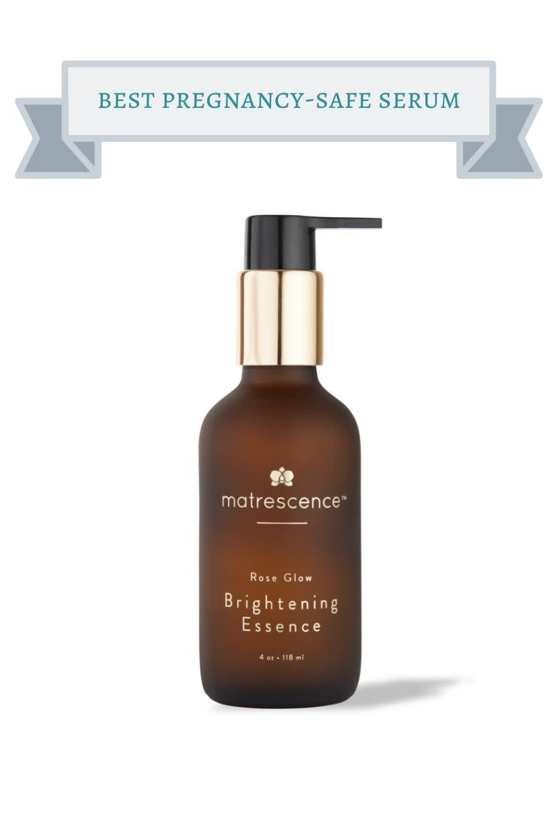 brown and gold bottle of matrescence rose glow brightening essence