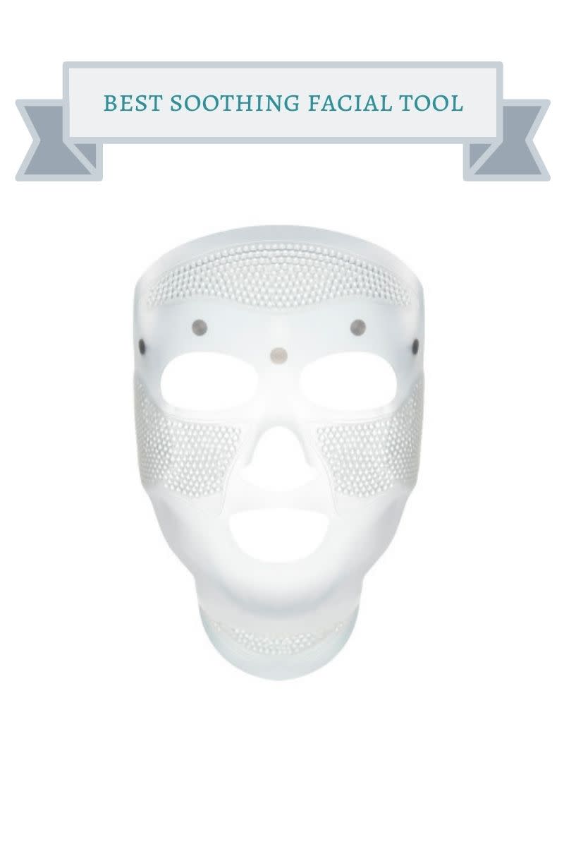 clear face mask with raised accupressure beads on forehead and cheeks