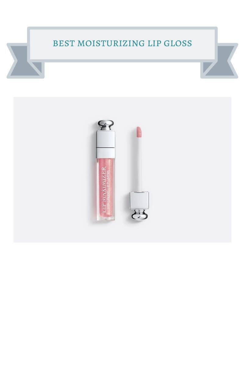 silver and clear tube and applicator of pink dior lip gloss