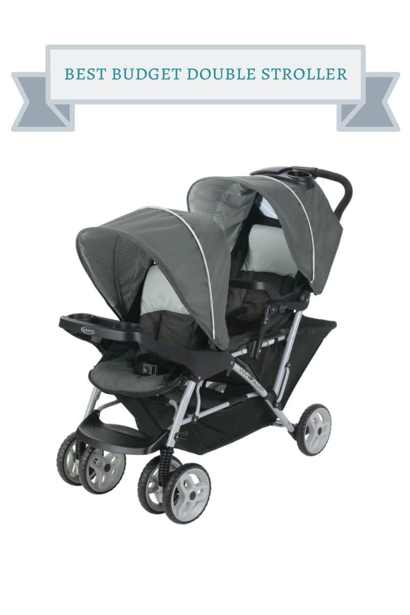 gray stadium seating style graco double stroller