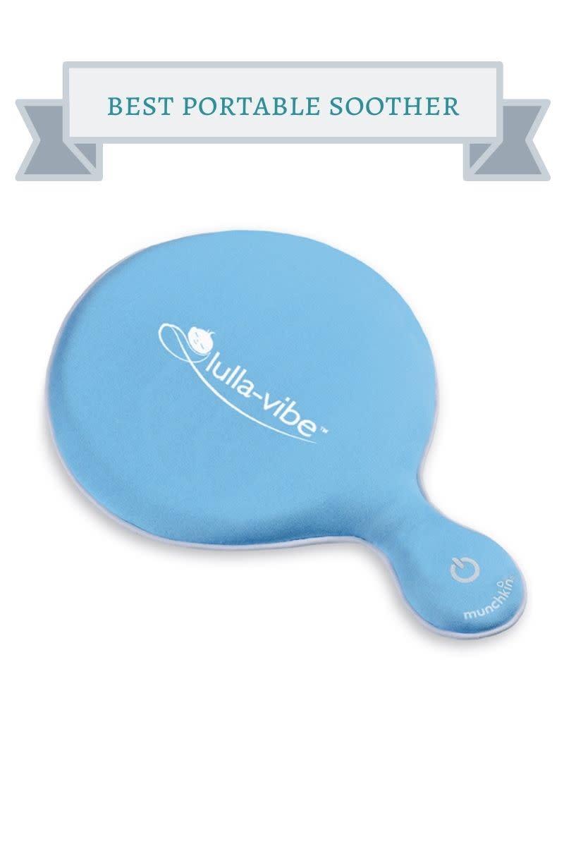 blue paddle shaped vibrating soothing pad for a baby