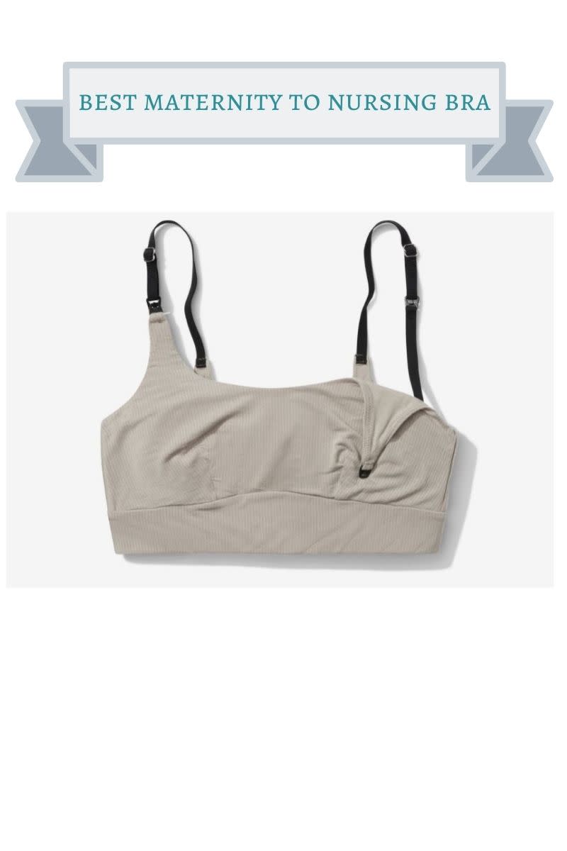 gray nursing bra with black straps