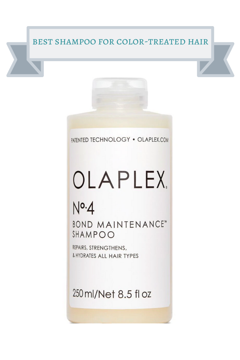 clear bottle with white label and black type of olaplex no. 4