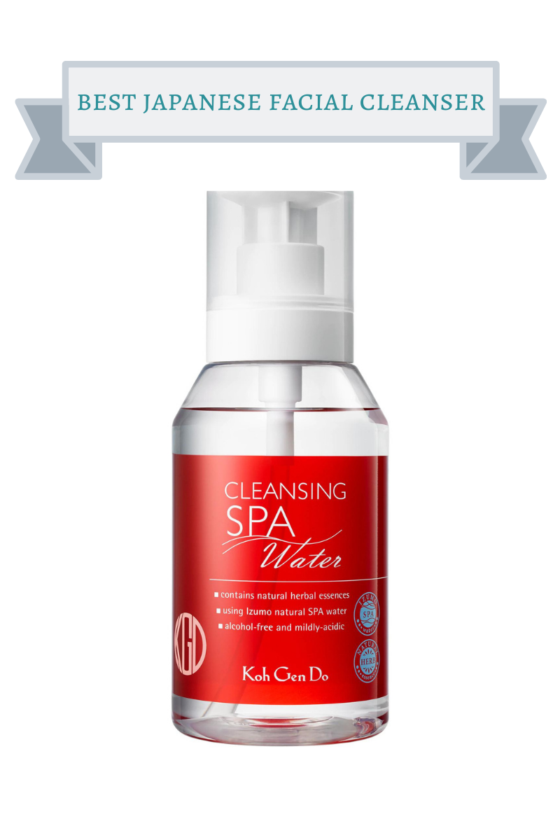 red and clear bottle of cleansing spa water
