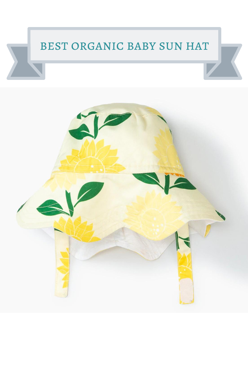 yellow and green floral print organic baby bucket hat