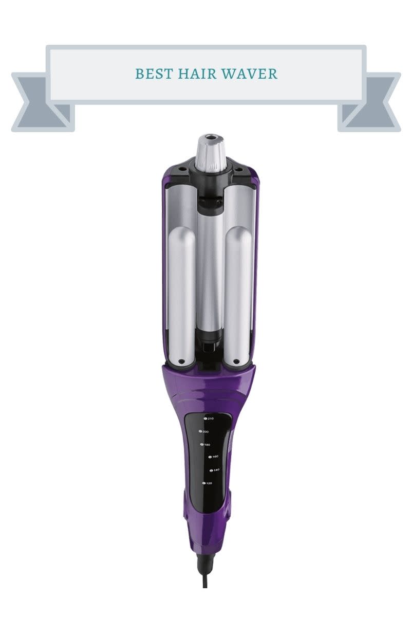 purple and silver hair waver tool
