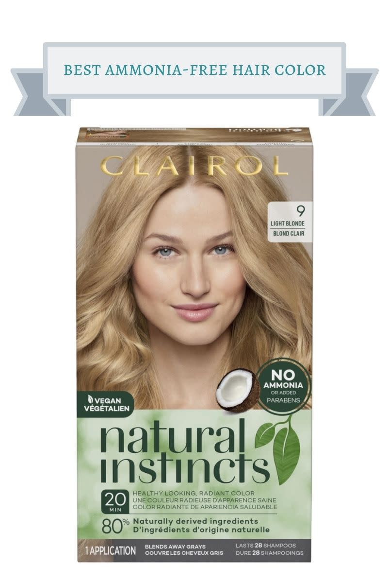 green box of clairol natural instincts hair color with blonde straight haired woman on it