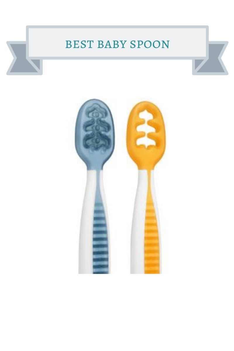 blue, white and orange baby spoons