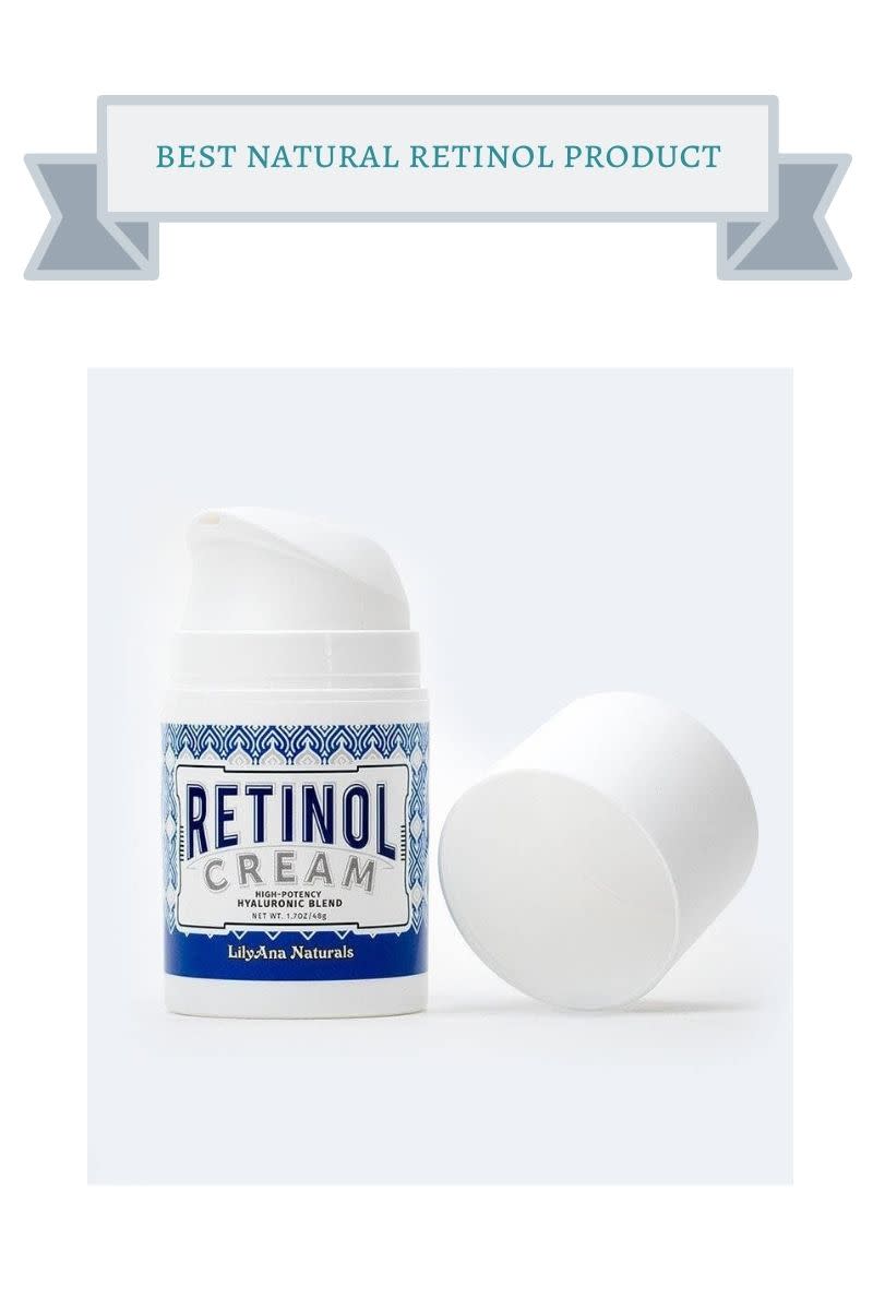 blue and white jar of lilyana naturals retinol cream