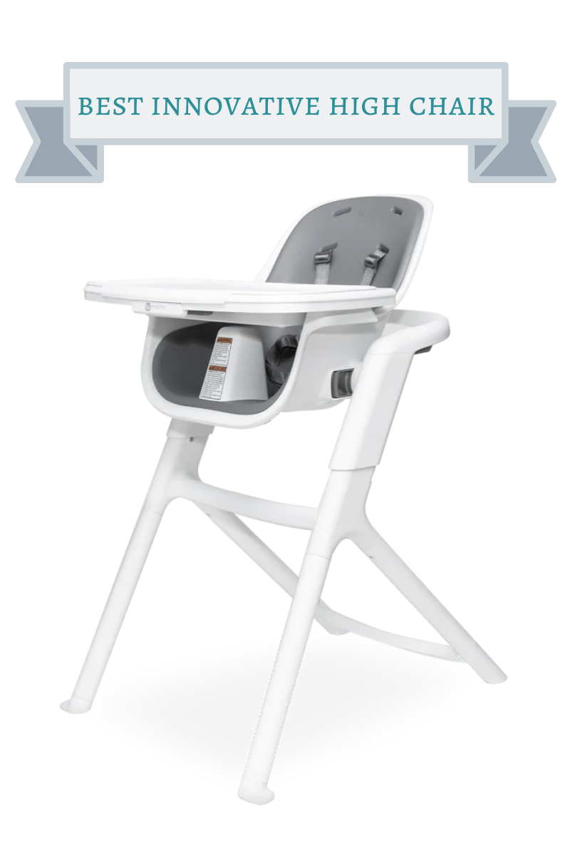 white 4moms high chair with grey seat