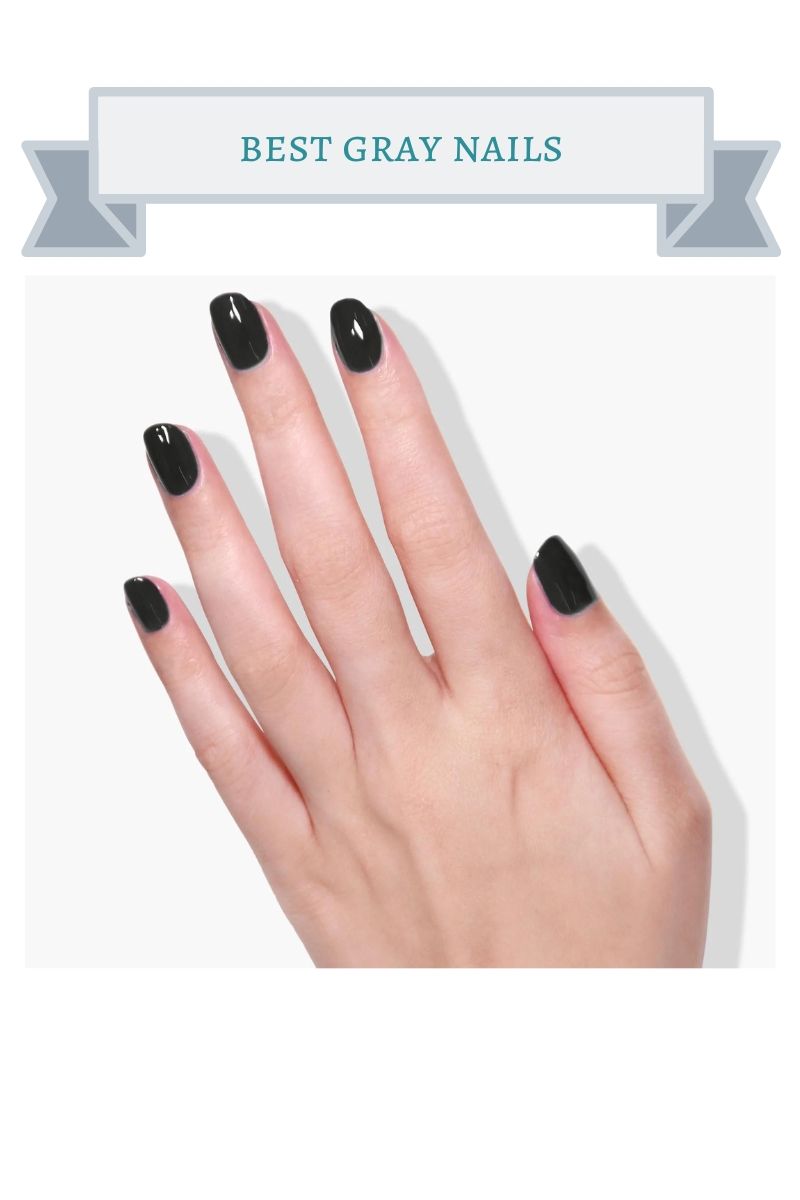 dark gray manicured nails