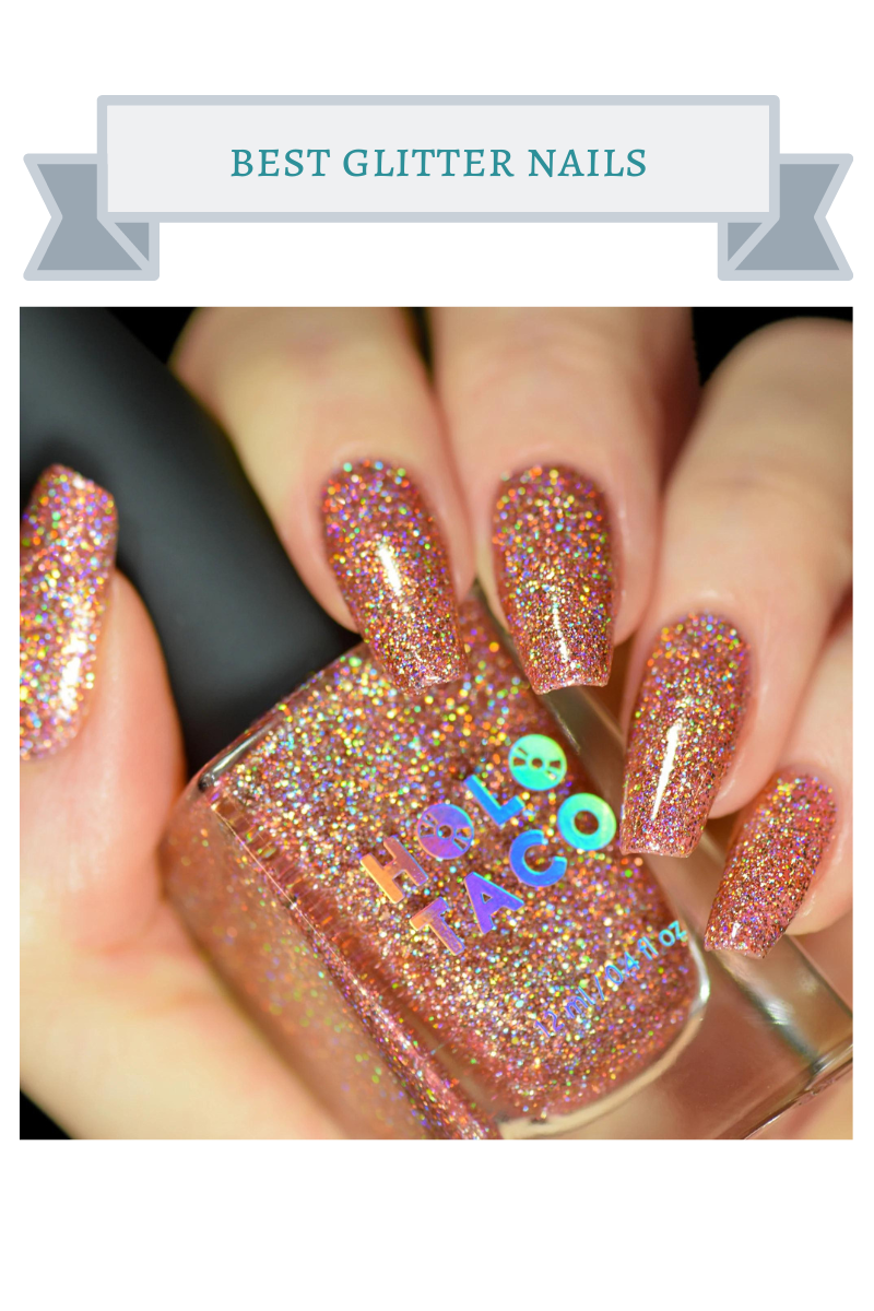 copper glitter nails
