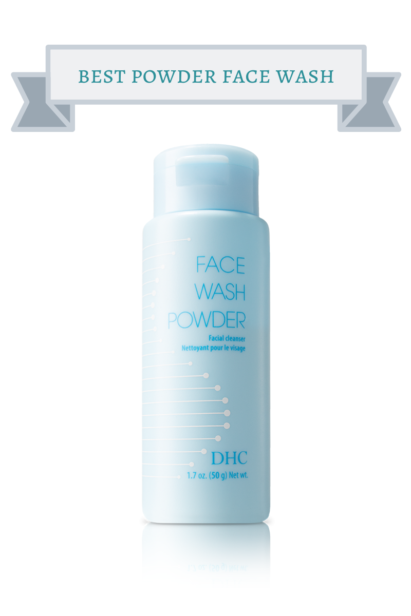 blue bottle of powder face wash