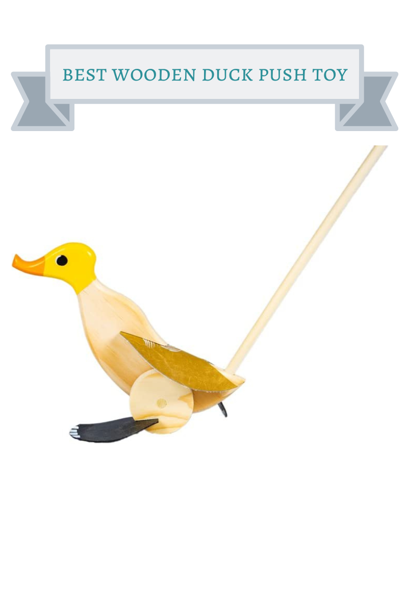 yellow wooden duck push toy