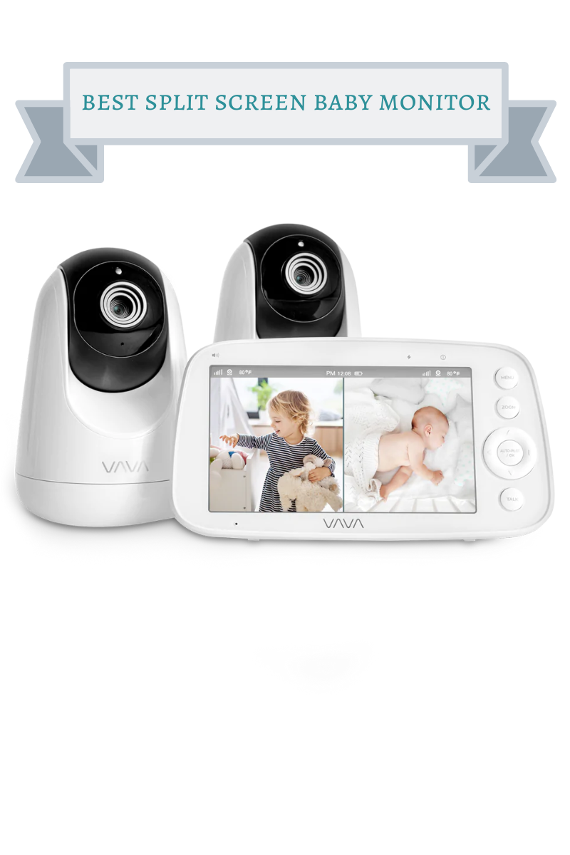 white rectangular baby monitor screen with white and black cameras