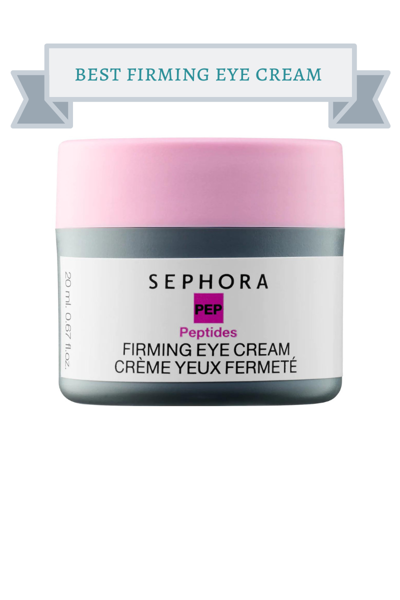 silver jar of sephora eye cream with pink lid